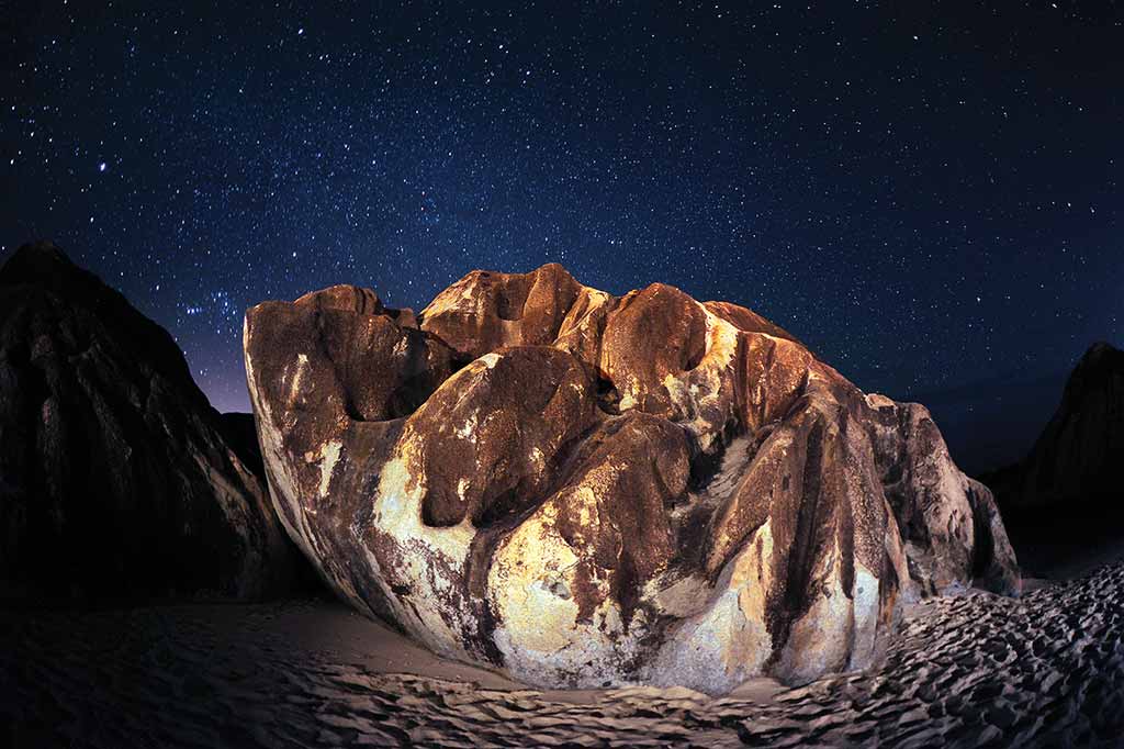 A boulder at the Baths National Park. Photo © Todd VanSickle.