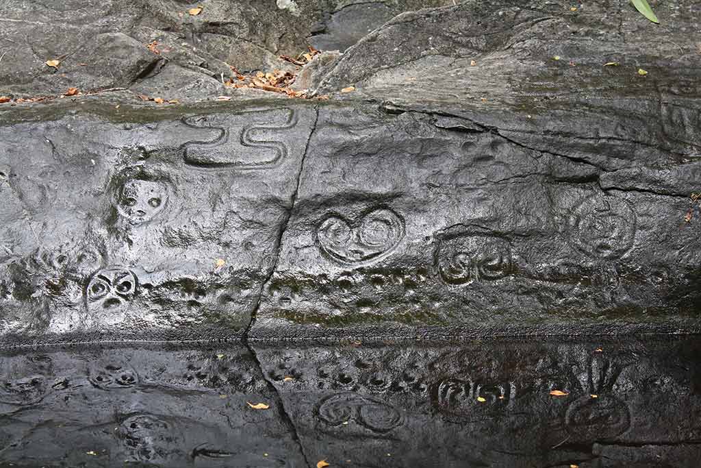 Ancient petroglyphs along the Reef Bay Trail are a reminder of the Virgin Islands' early history. Photo © Susanna Henighan Potter.