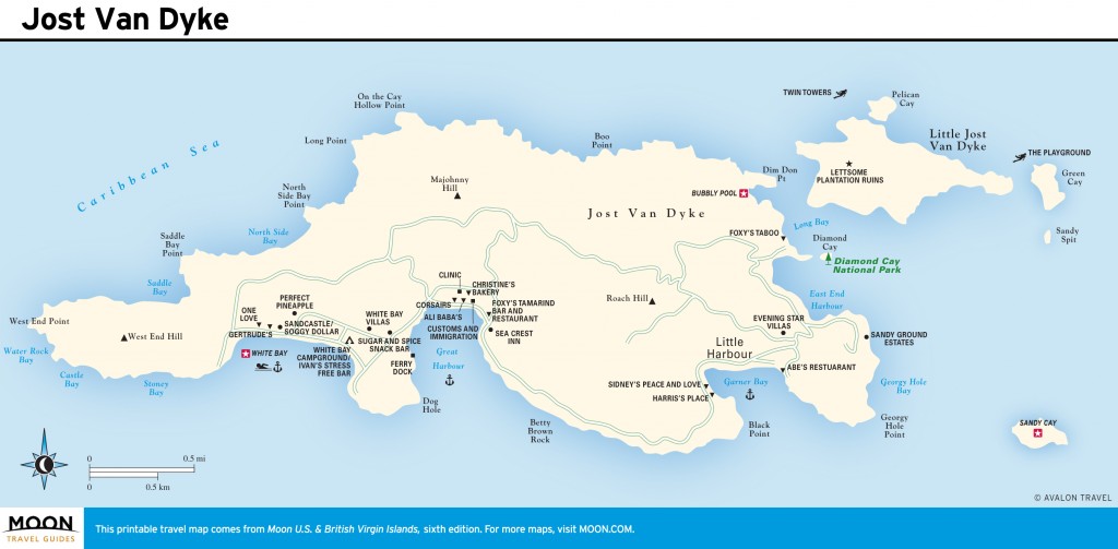 Travel map of Jost Van Dyke, Virgin Islands