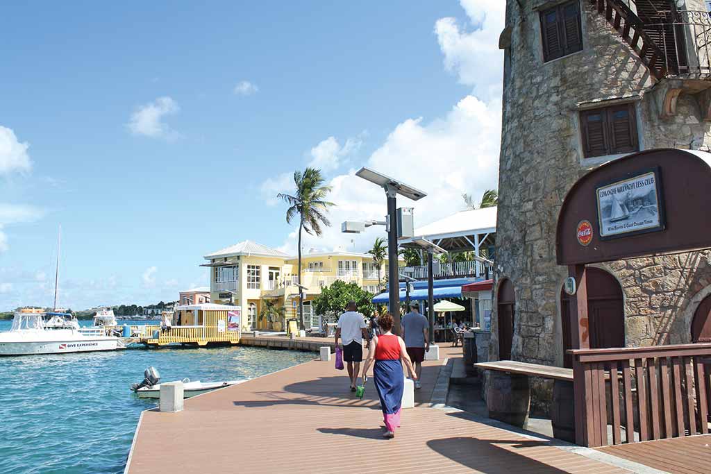 The boardwalk along Christiansted's waterfront. Photo © Susanna Henighan Potter.