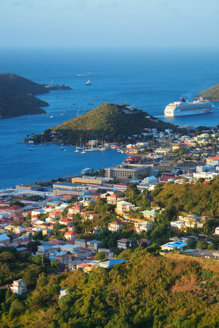 Sun rising over St. Thomas harbor.