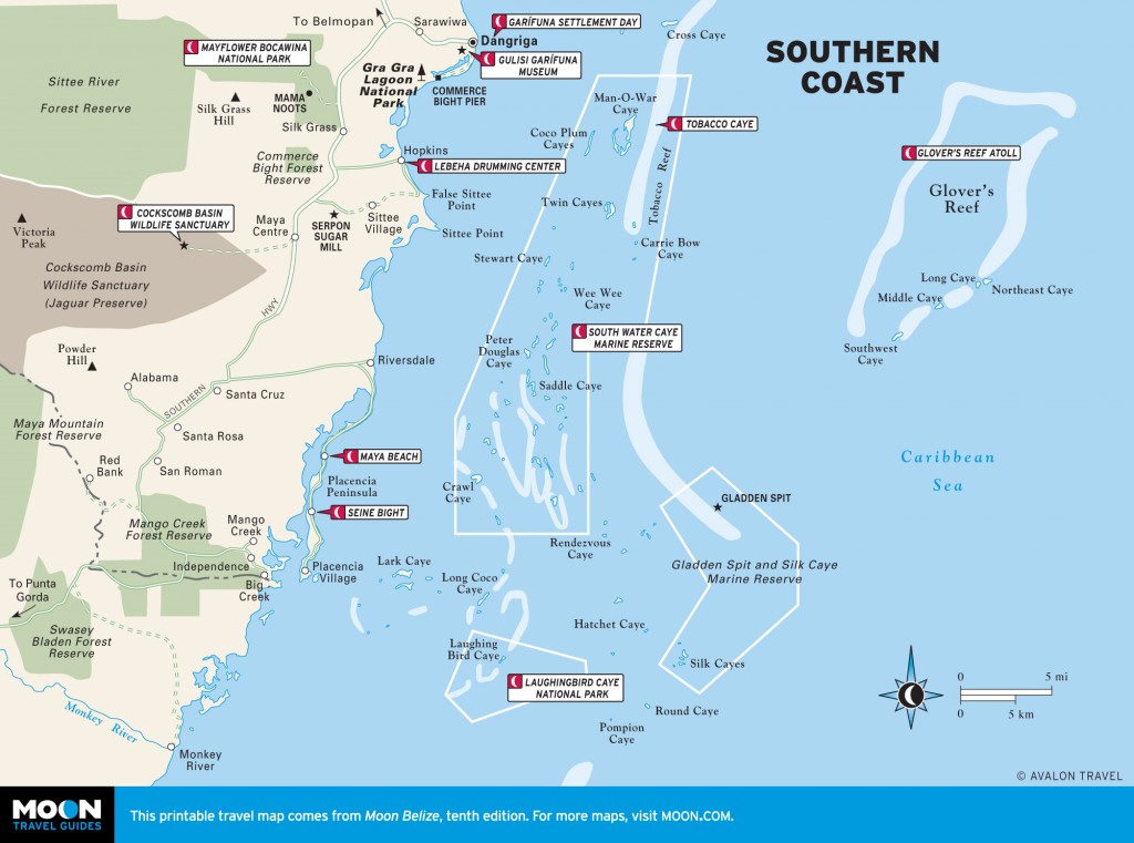 Map of the Southern Coast of Belize