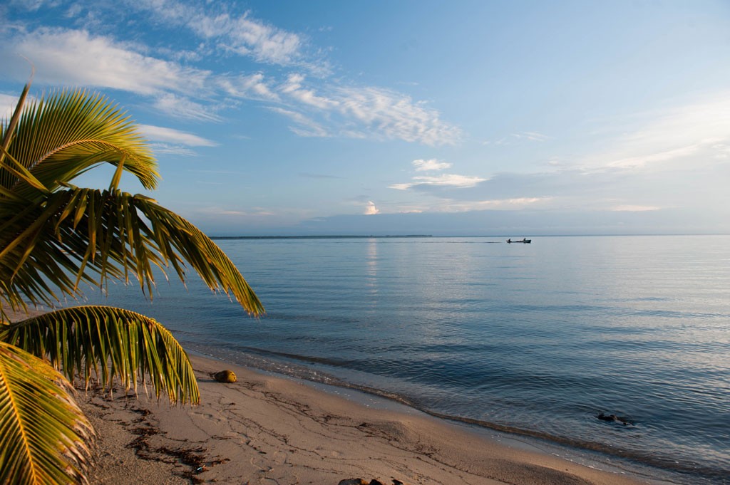 Calm waters off the shore of Hopkins, Belize.