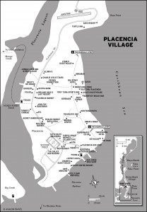 Map of Placencia Village, Belize