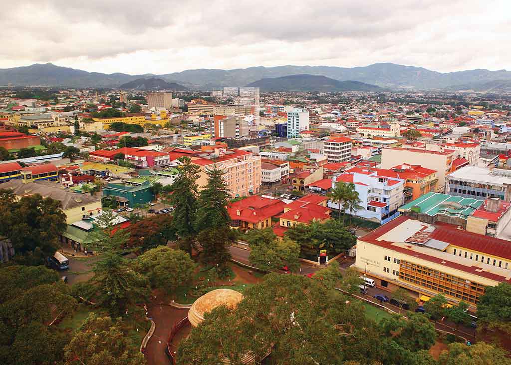 San Jose has a compact core, as seen from above Parque Morazan. Photo © Christopher P. Baker.