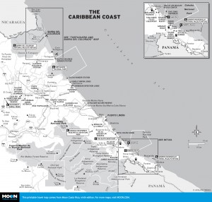 Map of The Caribbean Coast of Costa Rica