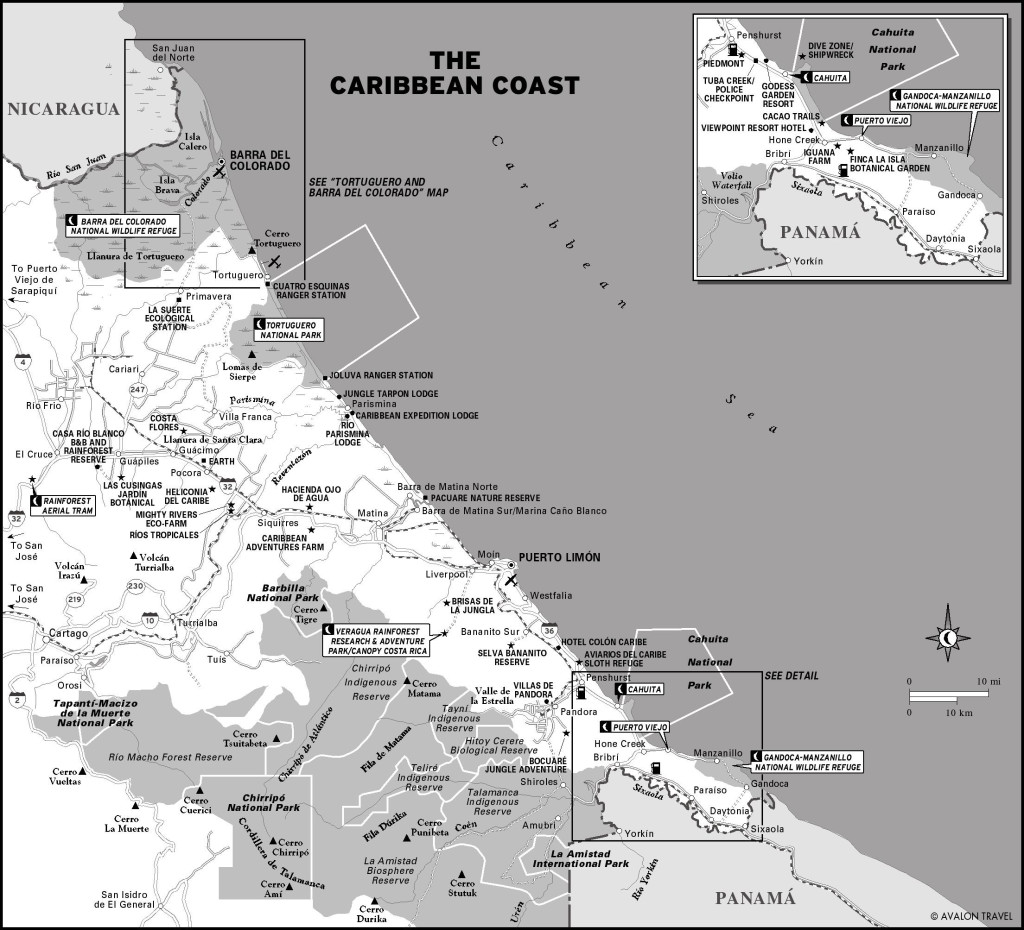 Map of Costa Rica's Caribbean Coast