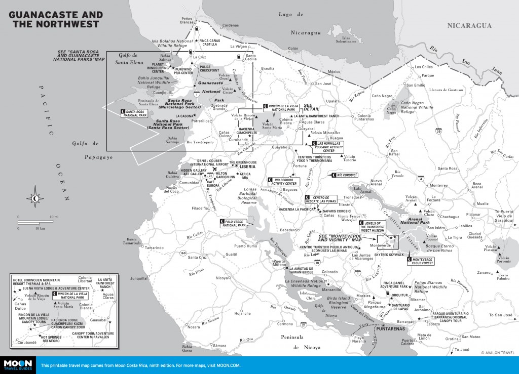 Map of Guanacaste and the Northwest, Costa Rica