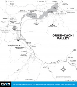 Map of the Orosi-Cachí Valley, Costa Rica