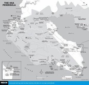 Map of The Osa Peninsula, Costa Rica