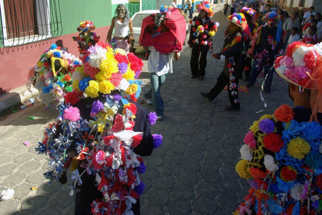 A mock bullfight staged at Christmas in Tacuba. 