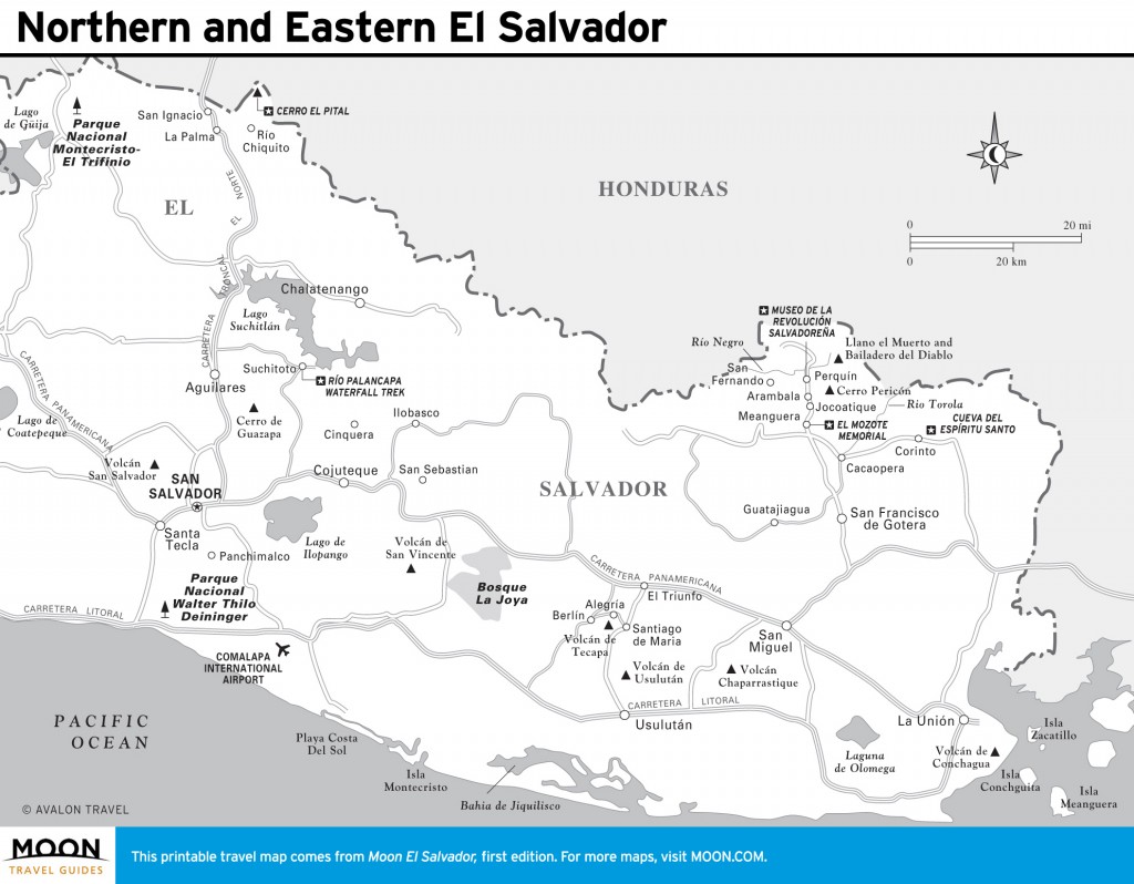 Travel map of Northern and Eastern El Salvador