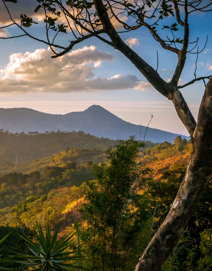 The mountainous landscape of Panchimalco near San Salvador.