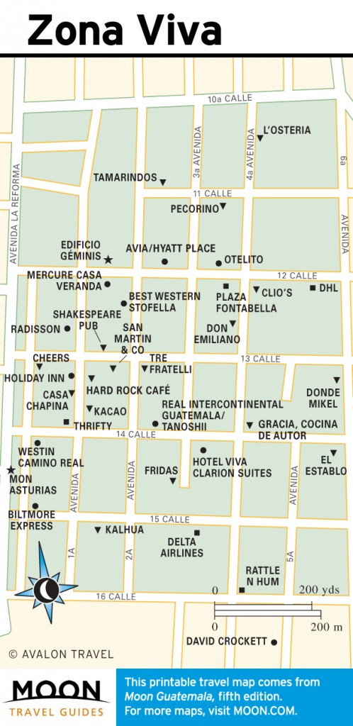 Travel map of Zona Viva, Guatemala City