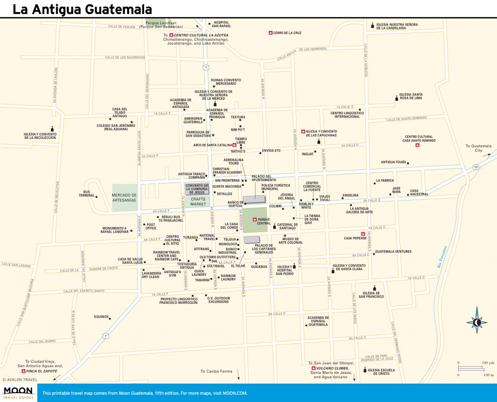 Travel map of La Antigua Guatemala