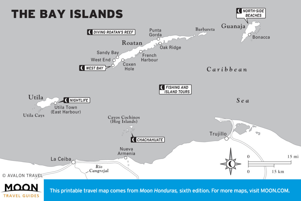 Map of The Bay Islands, Honduras