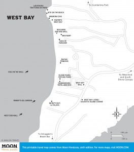 Travel map of West Bay, Honduras