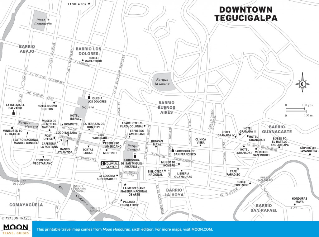Travel map of Downtown Tegucigalpa, Honduras