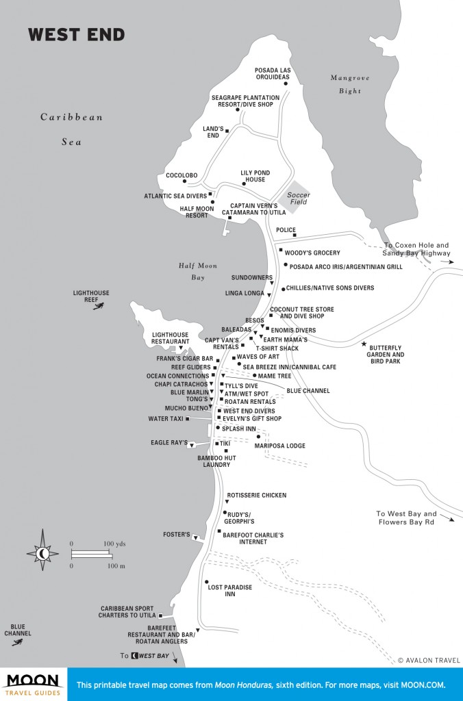 Travel map of West End, Honduras