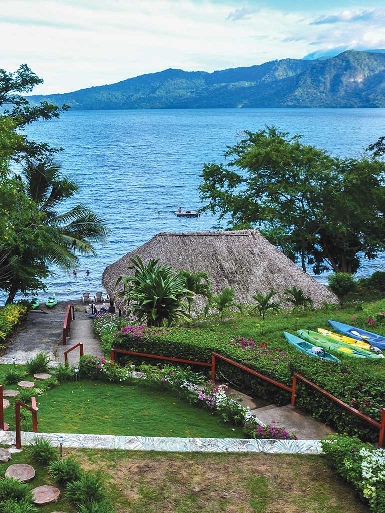 Kayaks at Laguna de Apoyo. Photo © Elizabeth Perkins.