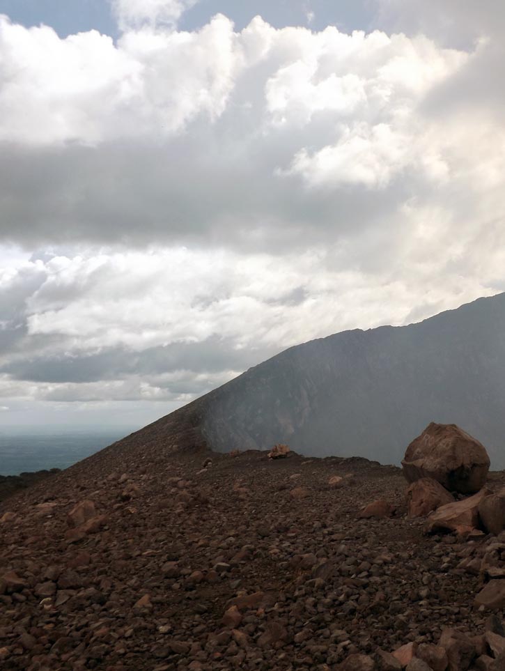 View of the smoking crater at Volcán Telica.