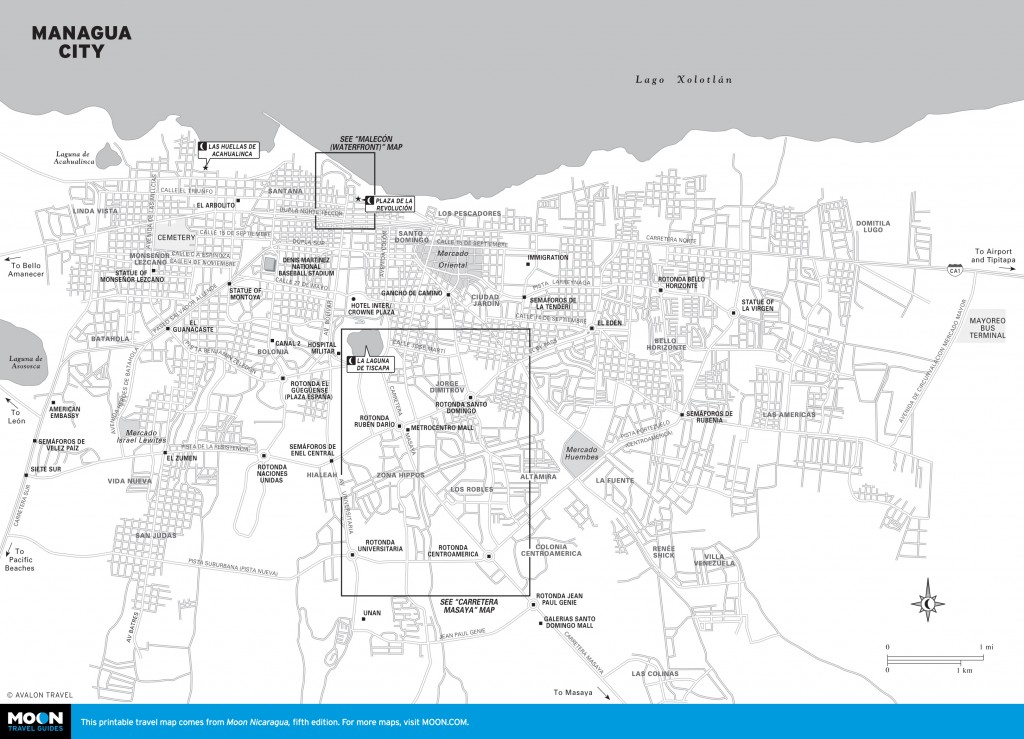 Map of Managua City, Nicaragua