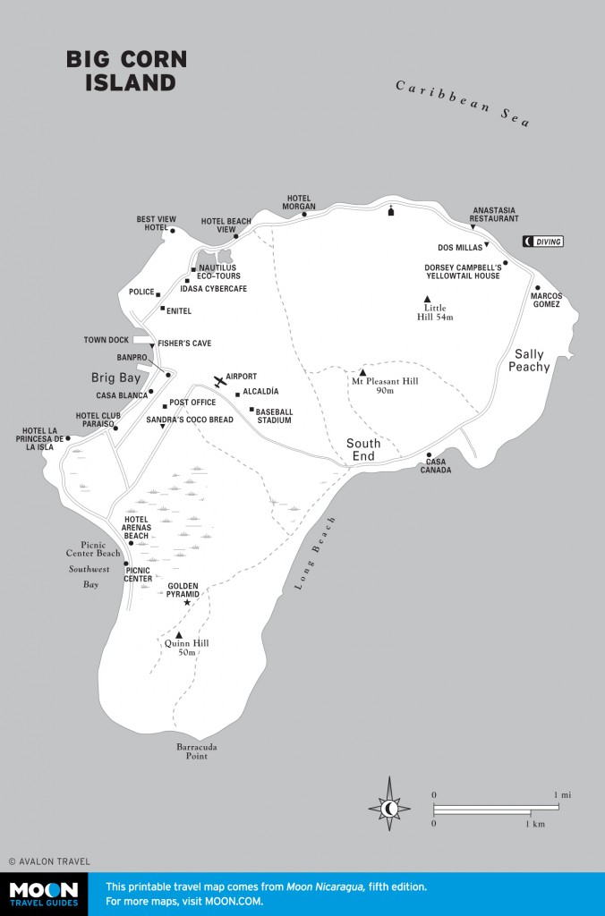 Map of Big Corn Island, Nicaragua