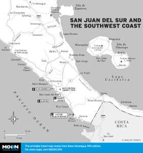 Map of San Juan del Sur and the Southwest Coast, Nicaragua
