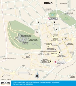 Travel map of Brno, Czech Republic