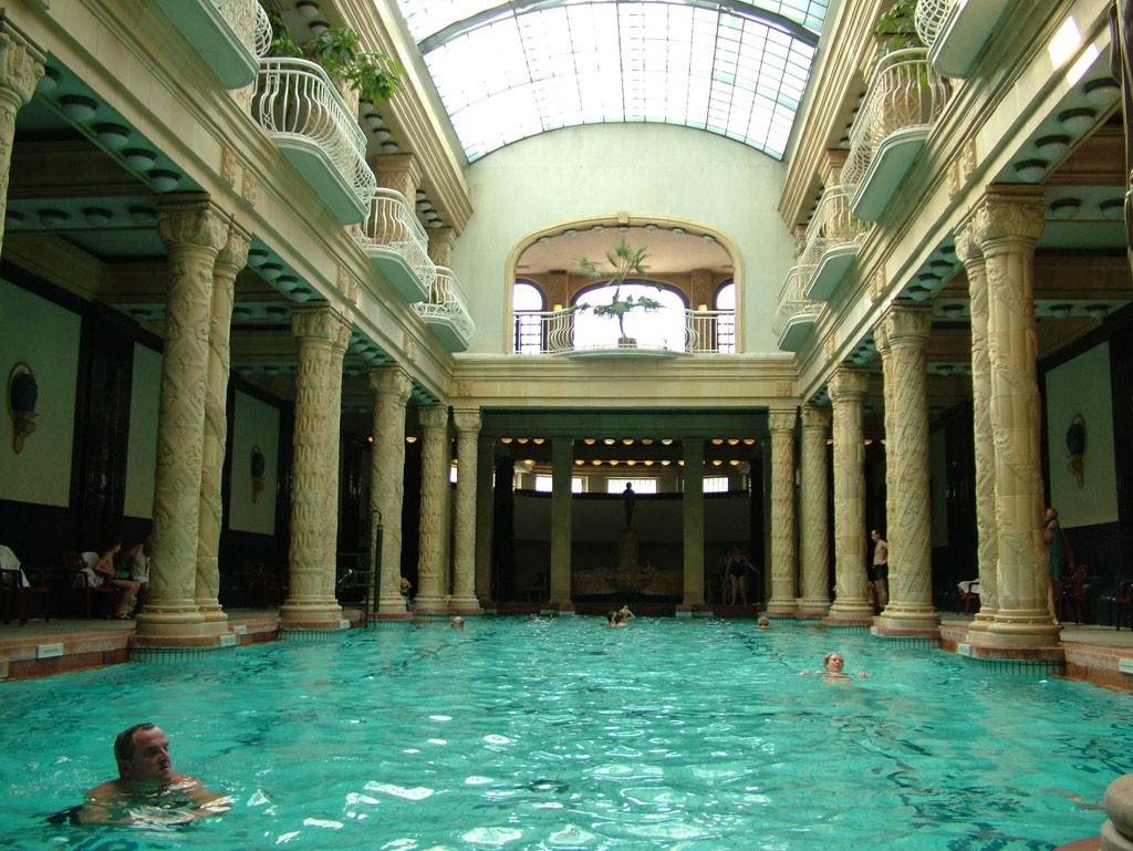 The indoor pool at Gellért Baths in Budapest.