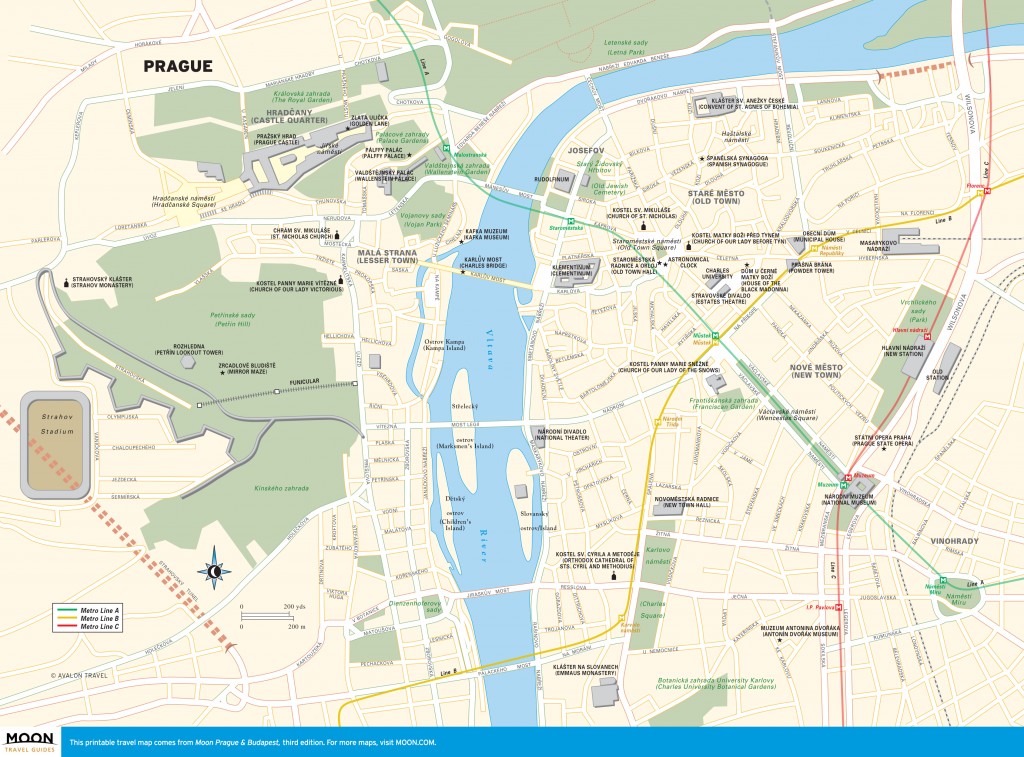 Travel map of Prague, Czech Republic