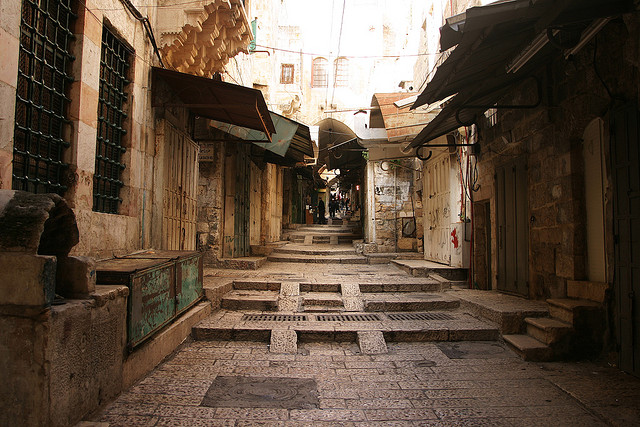 A road in the Old City leading toward Jaffa Gate.