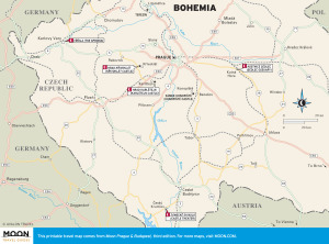 Travel map of Bohemia, Czech Republic