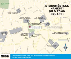 Travel map of Staroměstské Náměstí (Old Town Square) Prague