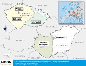 Prague & Budapest travel maps by region.