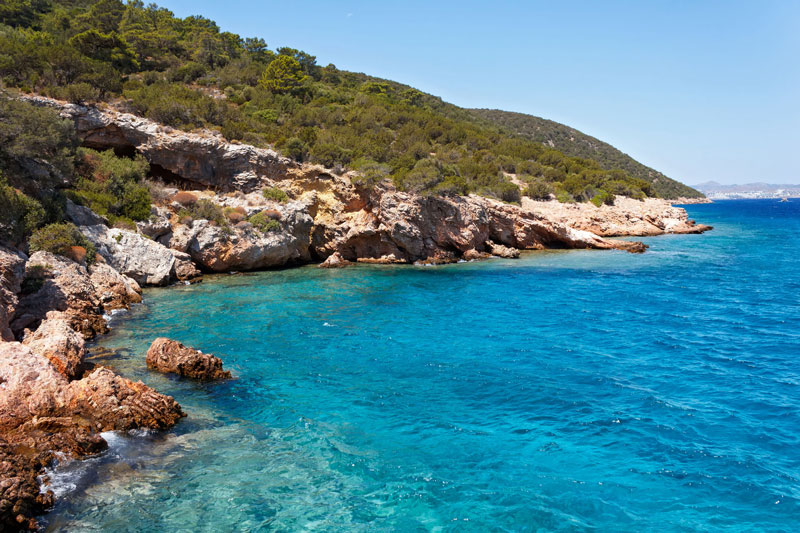 Clear turquoise water on the Aegean coast of Turkey.