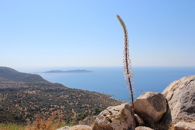 Scanic view of the ocean from a rocky outcropping along the Lycian way.