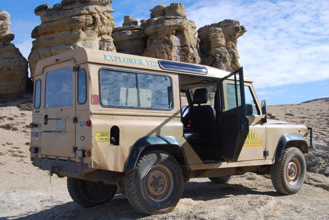 A 4x4 stands ready with door open at El Calafate
