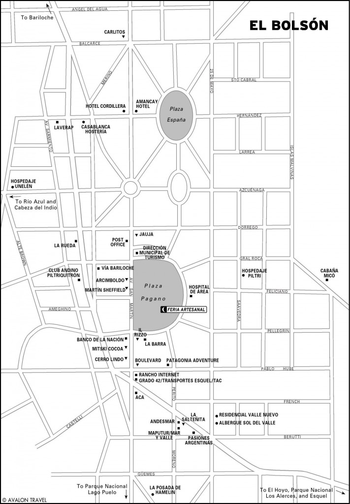 Map of El Bolsón, Argentina