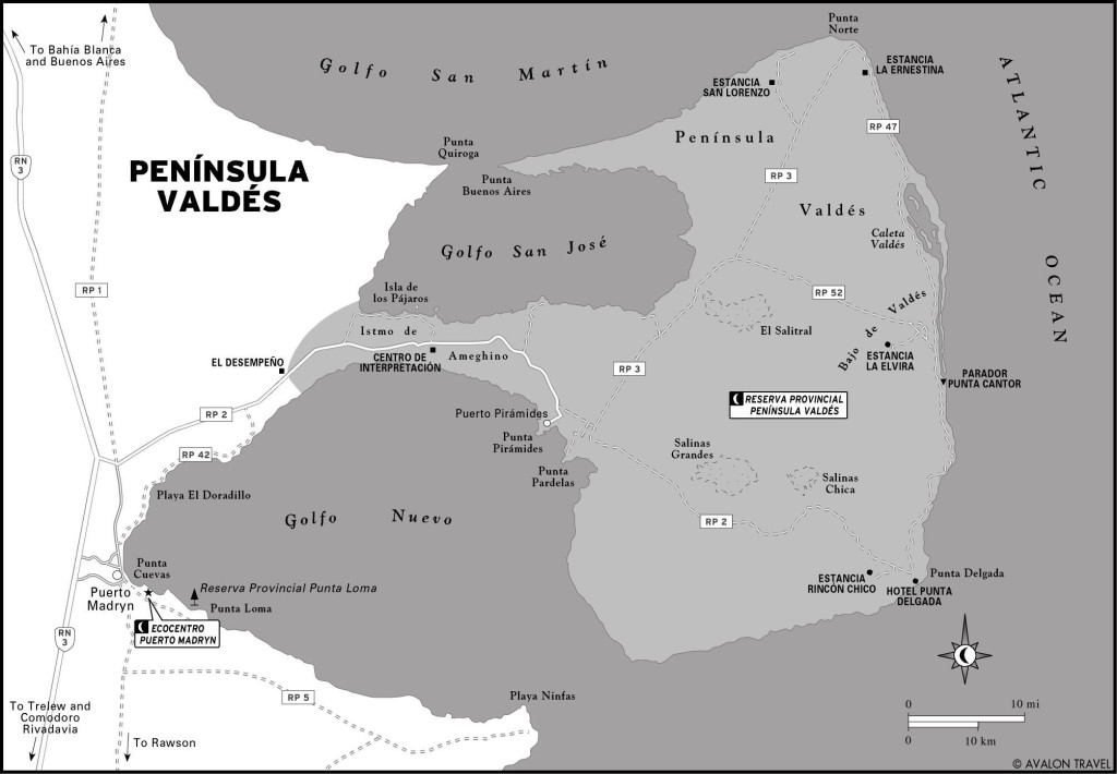 Map of Península Valdés, Argentina