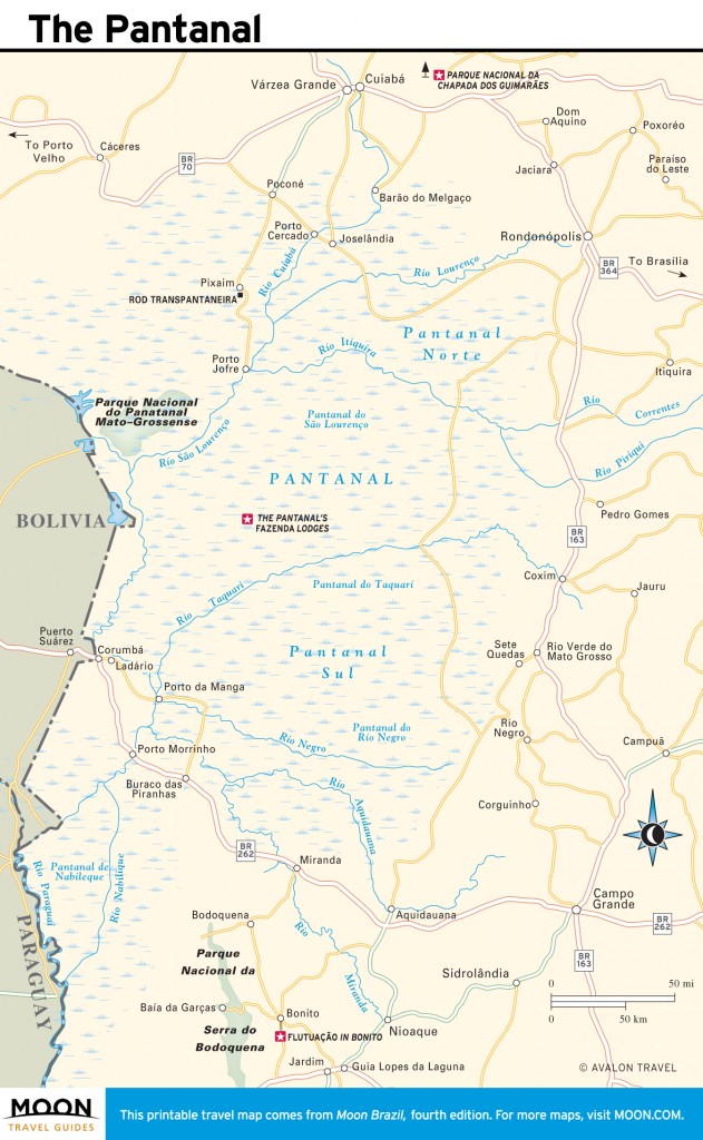 Travel map of the Pantanal