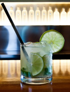 Photo of a caipirinha cocktail at a hotel bar.