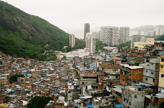 Photo of a poverty stricken favela neighborhood in Rocinha.