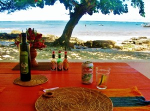 A meal next to the beach