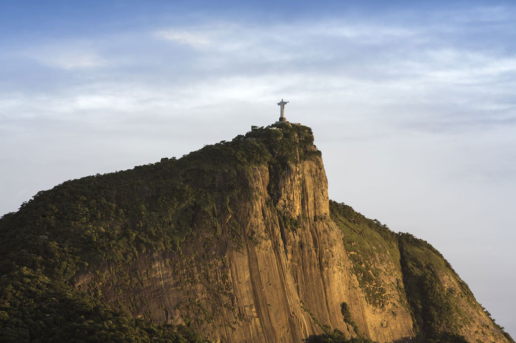 View of the Christ the Redeemer statue atop Rio's Corcovado mountain.