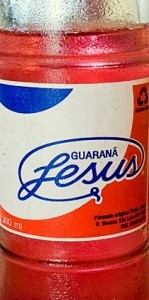A bottle of Guarana - a pink, fizzy soft drink