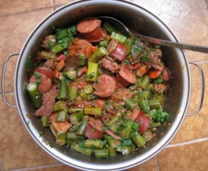 Bahia regional dish - a stew of okra and beef in a pot