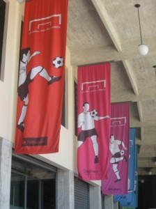 Banners outside the soccer museum