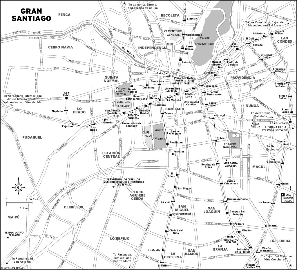 Map of Gran Santiago, Chile