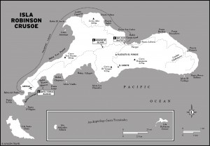 Map of Isla Robinson Crusoe, Chile